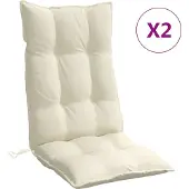 vidaXL Stoelkussens 2 st hoge rug oxford stof crèmekleurig