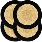 vidaXL Placemats 4 st 38 cm jute en katoen natuurlijk en zwart