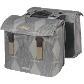 Basil elegance dubbele fietstas, gerecycled pet, waterkerend, mik, zwart, 40-49l