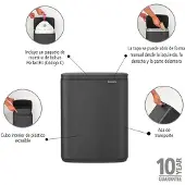 Brabantia Bo Prullenbak - 12 liter - Mineral Infinite Grey