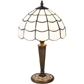Clayre & Eef Tiffany tafellamp Wiebke, brons / oud-messing, Woon-/ Eetkamer, Glas, Tiffany, tafellamp