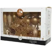 Décoris Kerstballenset kunststof 60 stuks goud goud Kunststof Kerstbal