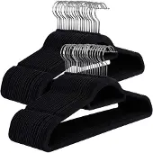 Songmics Hoppa! Songmics Kledinghangers 50 Stuks - Zwart - Fluwelen