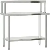 DKD Home Decor Keukenwerkblad met aanrechtblad, 110x55x120 cm, roestvrij staal