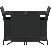 vidaXL 3-delige Bistroset met kussens poly rattan zwart