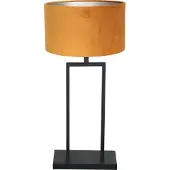 Steinhauer Zwarte tafellamp Stang 3859ZW met E27 fitting en goud velours stoffen kap