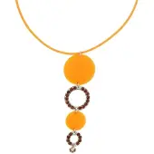 Behave - Oranje ketting met hanger in retro stijl - Statement sieraad