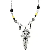 Behave - Zilverkleur ketting met etnische hanger - Boho festival look