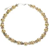 Behave - Klassieke ketting met parels en steentjes - Nikkelvrij - Modeaccessoire