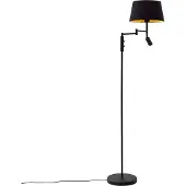 QAZQA Vloerlamp zwart met zwarte kap en verstelbare leeslamp - Ladas