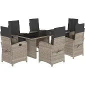 vidaXL 7-delige tuinset met kussens, lichtgrijs, polyrotan
