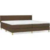 vidaXL Boxspring met matras stof donkerbruin 200x200 cm
