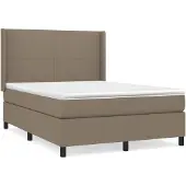 vidaXL Boxspring met matras stof taupe 140x200 cm