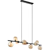 Freelight Hanglamp Calcio 9 lichts L 125 cm excl. 9x G9 LED amber glas zwart