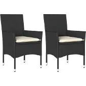 vidaXL Tuinstoelen 2 st met kussens poly rattan zwart