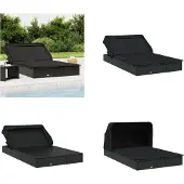 vidaXL Ligbed 2-persoons met dak 213x118x97 cm poly rattan zwart