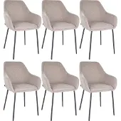 Kick Collection Guus - Eetkamerstoel - Comfortabele zit met armleuning - Taupe (set van 6)