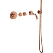Sanilux Badset inbouw deluxe giles met box thermostaat geribbelde knop brons
