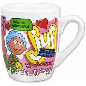 Paper Dreams mok cartoon-stijl juf keramiek 325ml roze/wit
