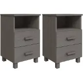 vidaXL Nachtkastjes HAMAR 2 st 40x35x62 cm grenenhout lichtgrijs