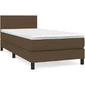 vidaXL Boxspring met matras stof donkerbruin 80x200 cm