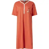 Lunatex - dames nachthemd 224163 - korte mouw - rood - maat M