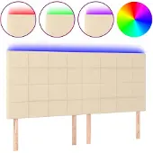 vidaXL Hoofdbord LED 160x5x118/128 cm stof crèmekleurig