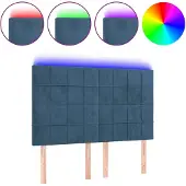 vidaXL Hoofdbord LED 144x5x118/128 cm fluweel donkerblauw