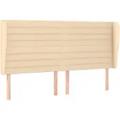 vidaXL Hoofdbord met randen 183x23x118/128 cm stof crèmekleurig