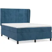 vidaXL Boxspring met matras fluweel donkerblauw 140x200 cm