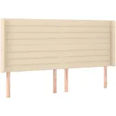 vidaXL Hoofdbord met randen 183x16x118/128 cm stof crèmekleurig