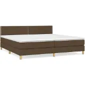 vidaXL Boxspring met matras stof donkerbruin 200x200 cm