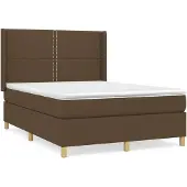 vidaXL Boxspring met matras stof donkerbruin 140x190 cm