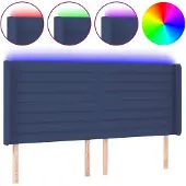 vidaXL Hoofdbord LED 163x16x118/128 cm stof blauw