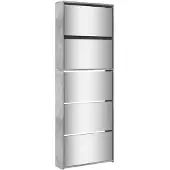 vidaXL Schoenenkast met spiegel 5-laags 63x17x169,5 cm betongrijs