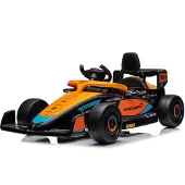 Vrooomy McLaren Formule 1 Elektrische kinderauto 12V (1–5 jaar) – Officieel gelicenseerd F1-design, met 2.4G afstandsbediening, Bluetooth MP3-speler en EVA-banden – Elektrische kinderauto – Oranje