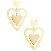 Yehwang Dubbele hartjesoorbellen - goud/beige
