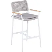 LUX outdoor living Sandro dining barstoel | touw + aluminium | wit 1 persoon