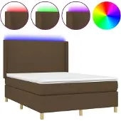 vidaXL Boxspring met matras en LED stof donkerbruin 140x190 cm