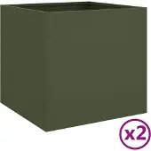 vidaXL Plantenbakken 2 st 42x40x39 cm staal olijfgroen