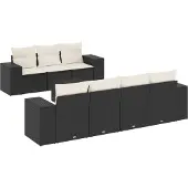 vidaXL 8-delige Loungeset met kussens poly rattan zwart