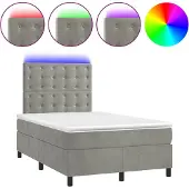 vidaXL Boxspring met matras en LED fluweel lichtgrijs 120x190 cm