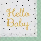 Amscan - Riethmuller - Hello Baby - groene servetten - 33 x 33 cm 16 stuks
