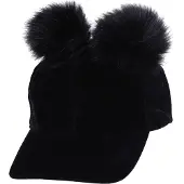 Sarcia.eu Zwart suède baseballpet met pompons