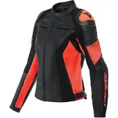 Dainese Racing 4 Leren Jas Dames Zwart Fluo Rood Maat 42
