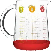 Pebbly Maatbeker Glas 1 L Rood - Meetapparatuur Borosilicaatglas Red - PKM-1000R