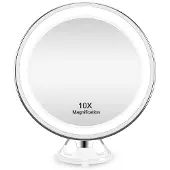 Uniq Zuigbeker cosmetische spiegel met LED -licht en 10x vergroting Make-up spiegels Wit