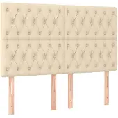 vidaXL Hoofdbord crème 160x7x118/128 cm stof