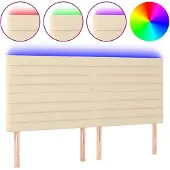 vidaXL Hoofdbord LED 160x5x118/128 cm stof crèmekleurig