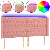 vidaXL Hoofdbord LED 183x16x118/128 cm fluweel roze